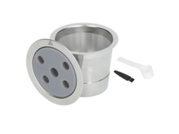 Filtro de café reutilizável de aço inox com 5 orifícios, acessórios, pincel e colher | S/MARCA