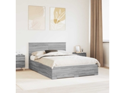 Vidaxl Estrutura Da Cama Com Gaveta Sonoma Cinzento 140 X 190 Cm