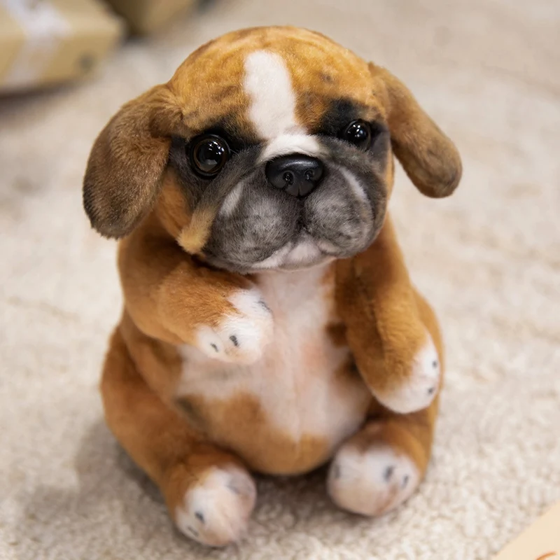 Brinquedo de Pelúcia Realista de Cachorrinho Sentado, Fofo e Macio. MDUG (pug Amarelo de 20 Cm)