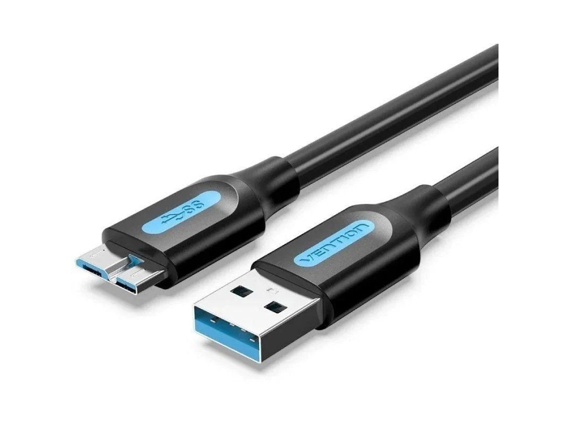 Cabo VENTION Copbi Usb 3.0/ Usb Macho Microusb Macho/ Até 10W/ 5Gbps/ 3M/ Preto