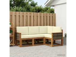 Vidaxl Conjunto De Sofás Para Exterior 4 Pcs Natural E Creme Poliéster