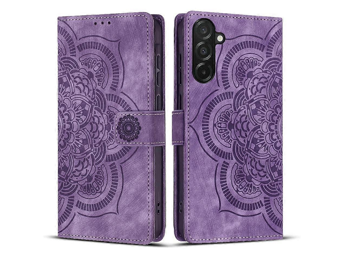 Capa De Celular De Couro Fosco Retrô Com Estampa De Mandala