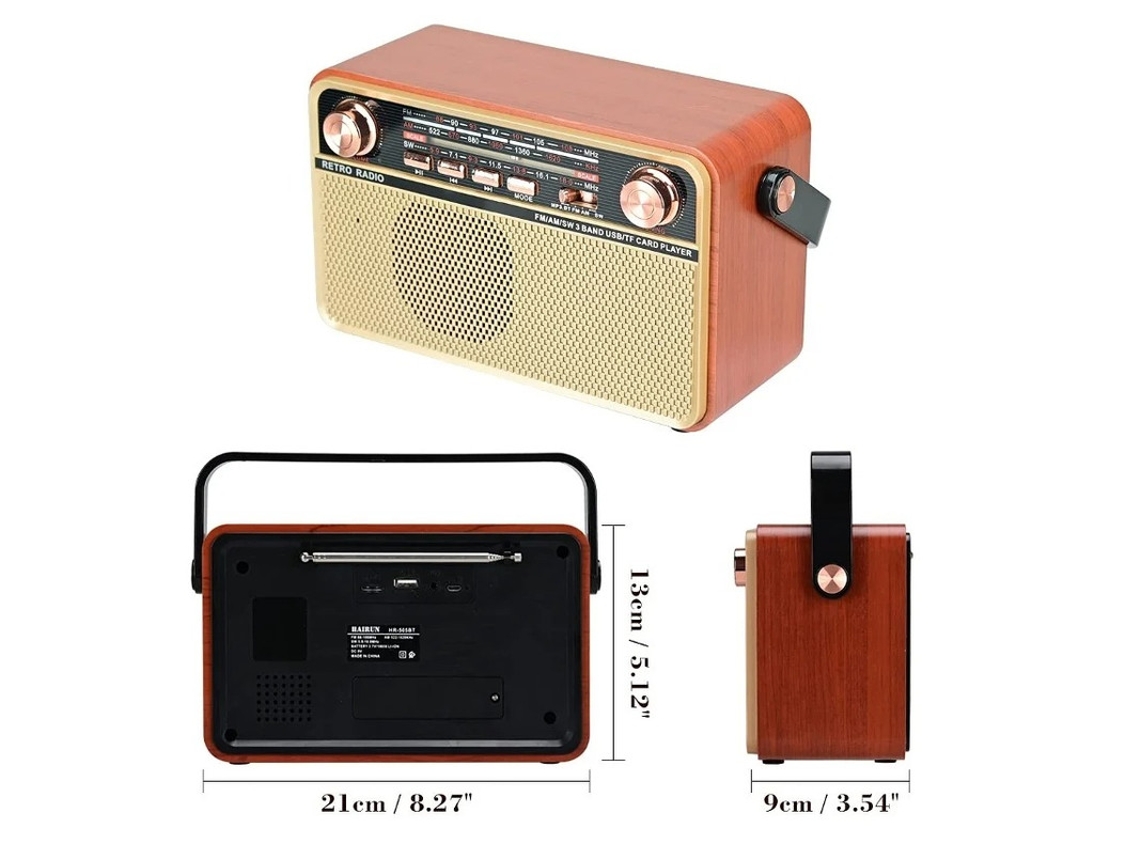 Rádio Estéreo Portátil Bluetooth Fm Am Sw Disco Usb Com Suporte Cartão Usb/tf Entrada Aux Reprodução De Música Com Bateria Recarregável Yizhood