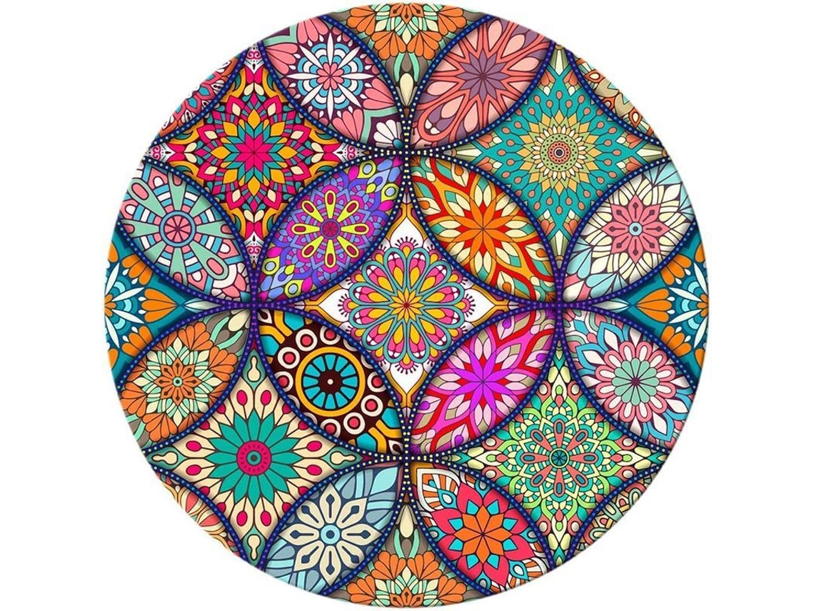 Yuru mouse Pad Mandala Redondo, Tapete de Rato com Design Fofo, Base de Borracha Anti deslizante e Borda Costurada, Pequeno