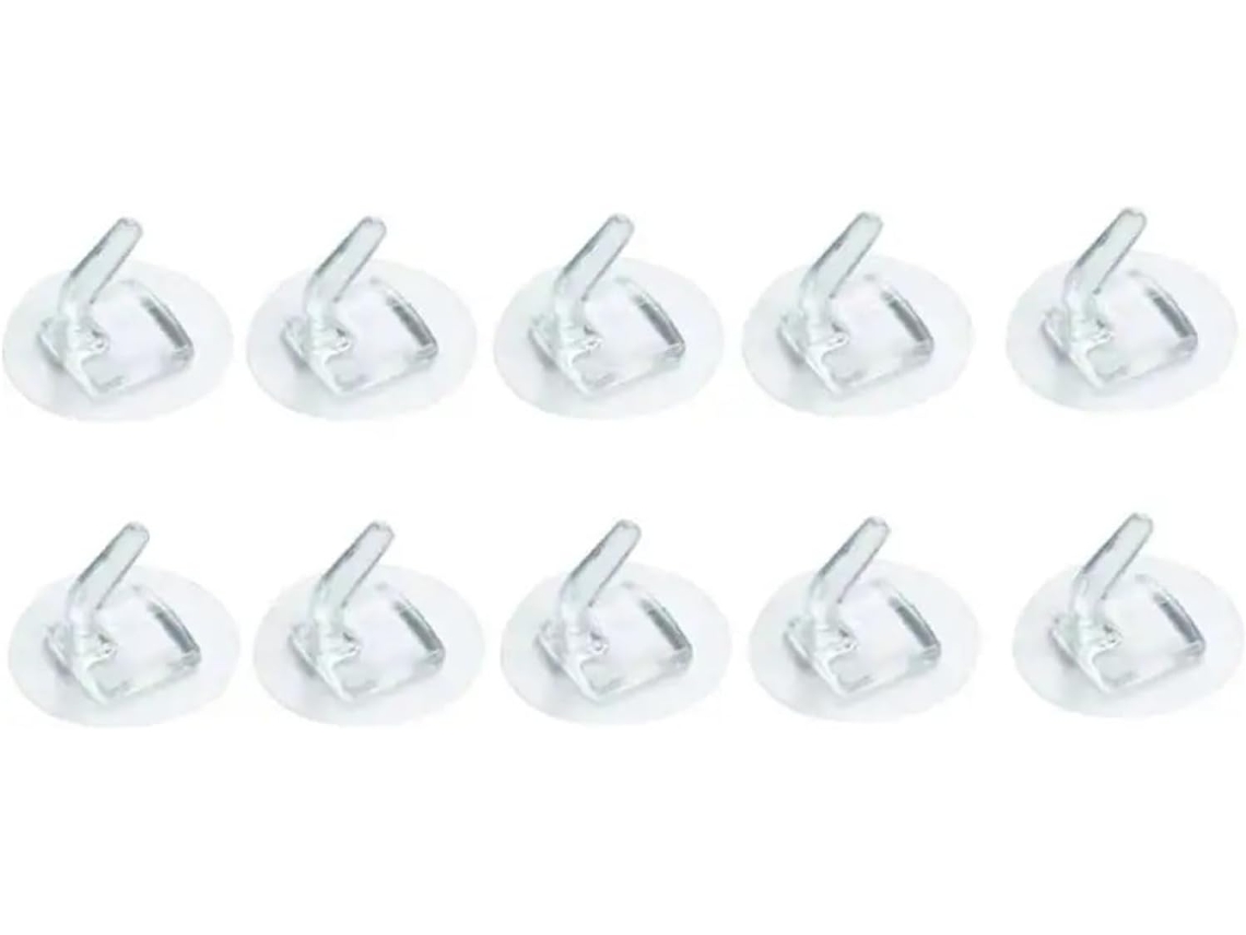 Conjunto De 10 Ganchos Adesivos Transparentes Para Parede, Em Pvc