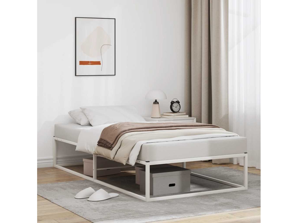 Vidaxl Estrutura De Cama Sem Colchão Branco 100x200 Cm Metal