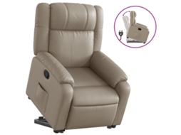 Poltrona reclinável elevatória VIDAXL couro artificial cor cappuccino