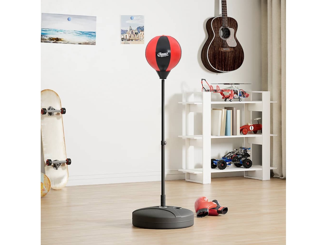 Vidaxl Conj. Bola Boxe C/ Luvas E Bomba Ajustável Em Altura 81-122 Cm