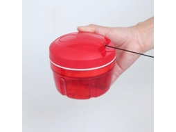 Cortador Manual de Alimentos Pull Chop com Corda, Lâminas de Aço Inoxidável, Vermelho, 2 Xícaras, Antiderrapante