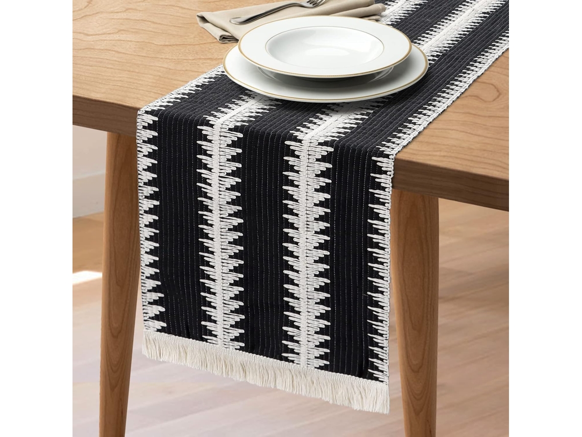 Toalha De Mesa De Algodão Com Borlas De Retalhos, Toalha De Mesa De Tecido Natural Com Borlas, Toalha De Mesa Boho Para Decoração De Mesa De Fazenda P