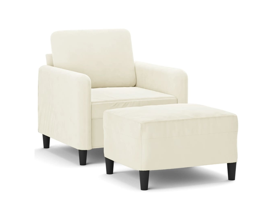 Cadeirão com apoio de pés VIDAXL Creme Veludo (60 cm)