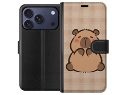 Capa Carteira Compatível Com Apple Iphone 17 Pro, Capa Para Celular Com Várias Figuras De Capivara Kawaii Em Estilo Japonês.