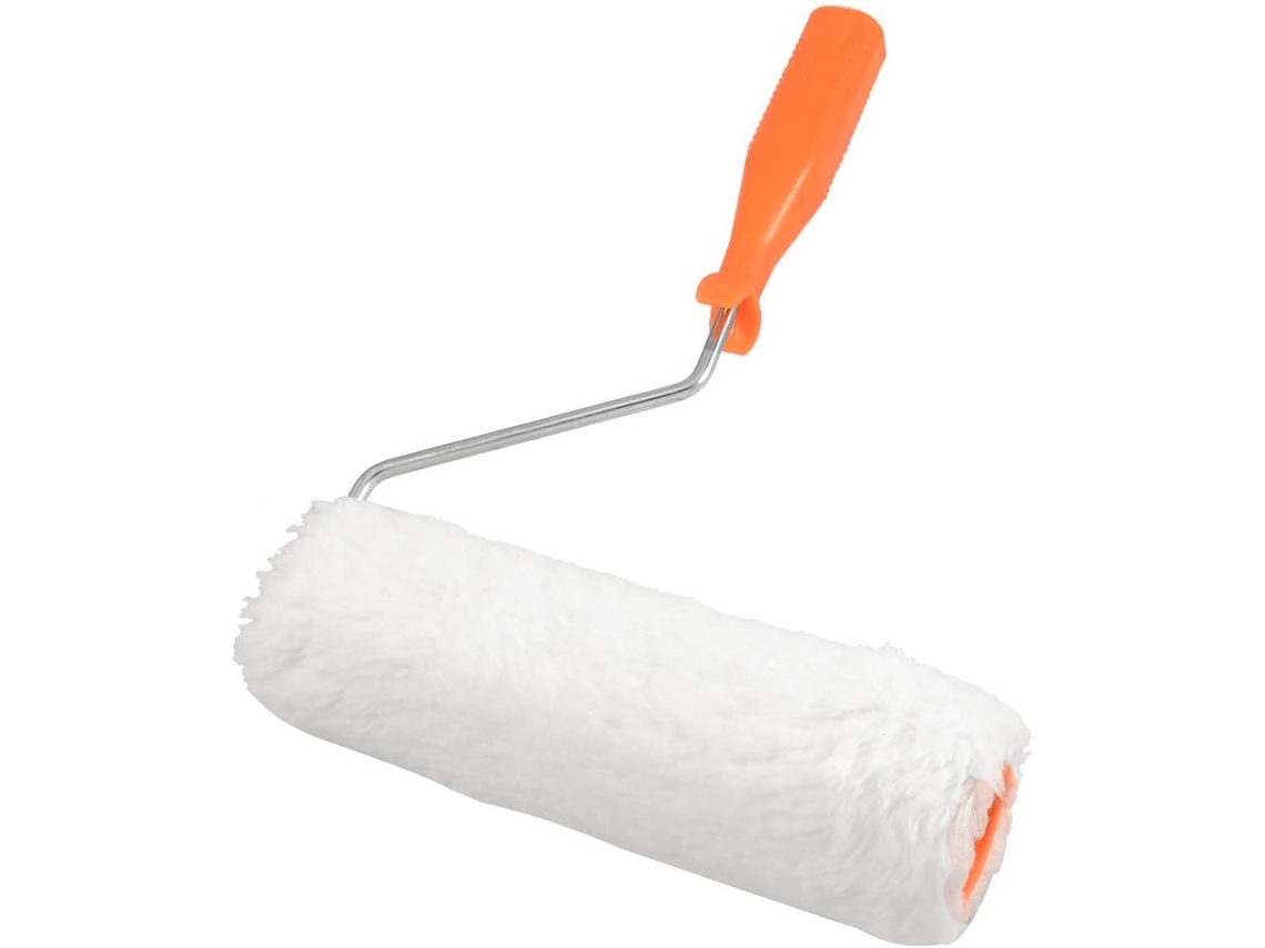 Rolo de Pintura para Parede com Cabo Plástico Laranja e Pelo Branco Macio CHABERLU (8')