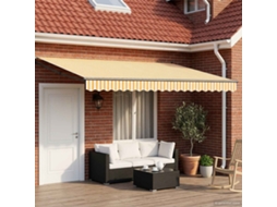 Vidaxl Toldo Retrátil Amarelo E Branco 4 X 2 M Poliéster E Metal
