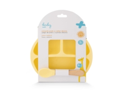 Prato e Colher Silicone Amarelo BABY WELLS