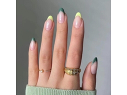Dicas de Unhas Falsas Verdes Oliva Art Diy 24 Peças Concluídas para Festas e Presentes