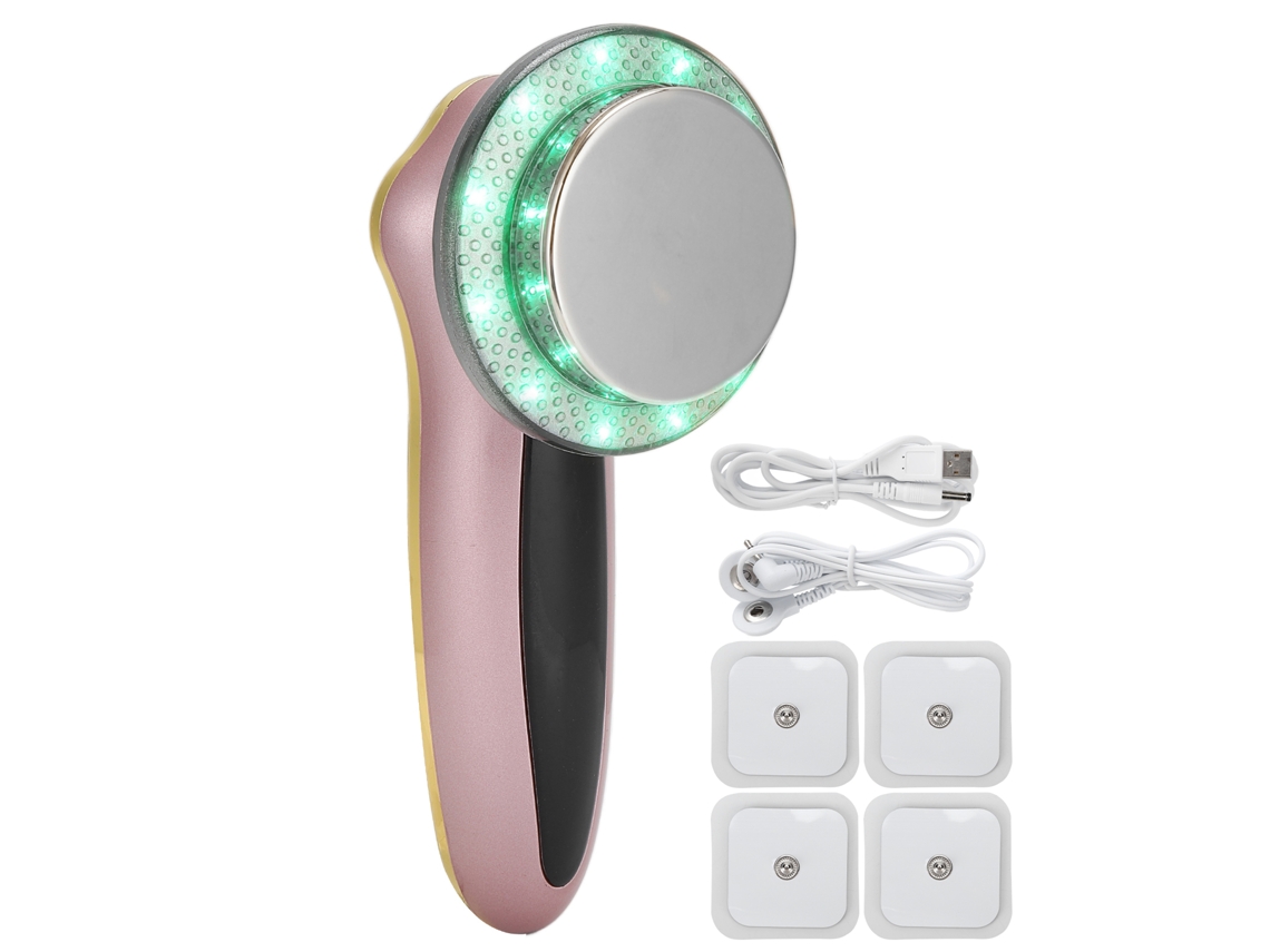 Aparelho de beleza facial com luz LED colorida e vibração ultrassônica