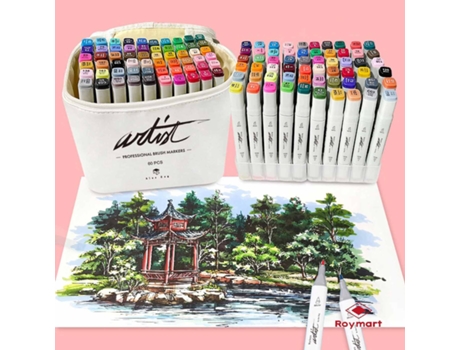 Marcador Artist by Alex Bog com 2 Pontas, 60 Cores Roymart AB 1260