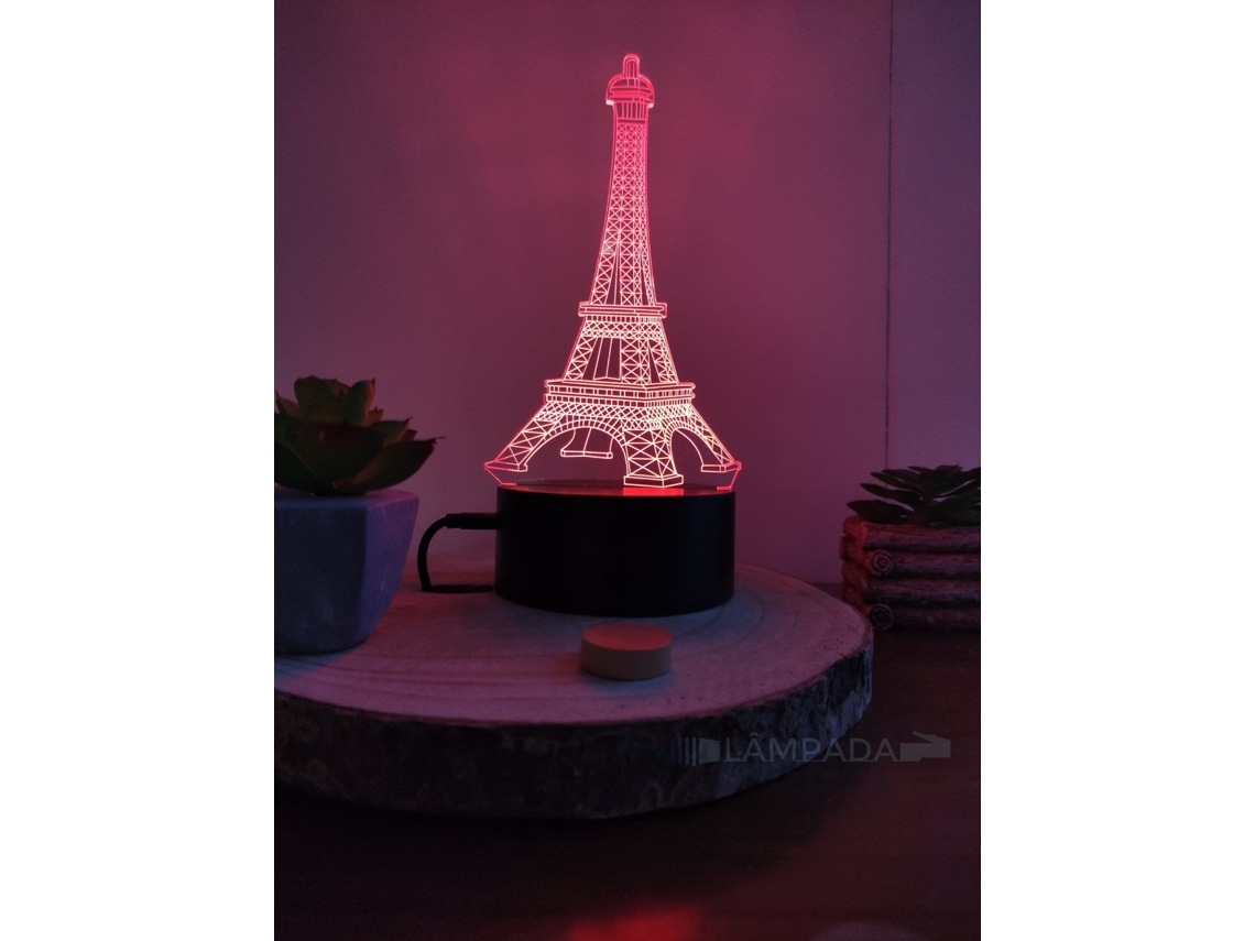 Candeeiro 3d Torre Eiffel Lâmpada Mágica