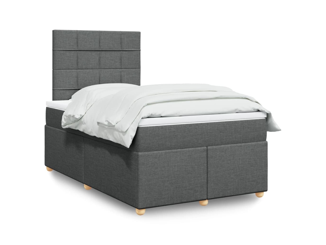 Vidaxl Cama Boxspring com Colchão 120x190 Cm Tecido Cinzento escuro