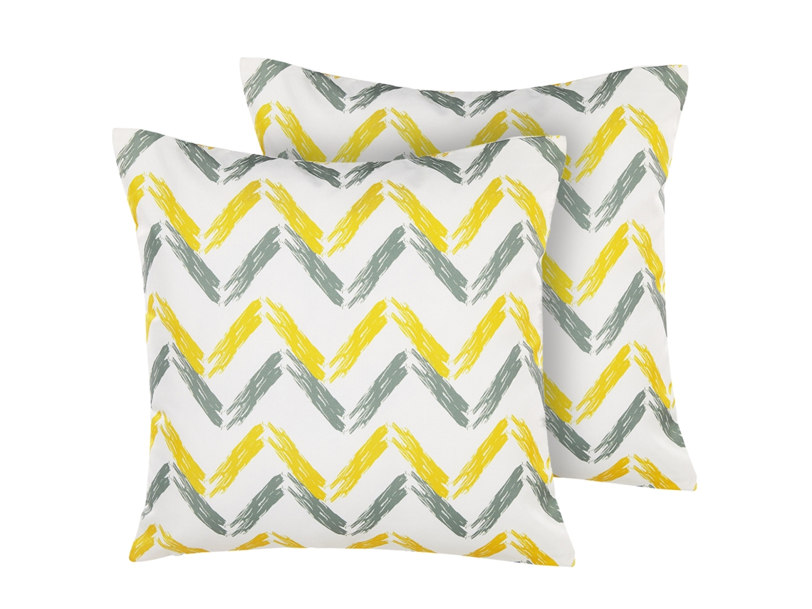 Conjunto De 2 Almofadas De Exterior Beliani Affile De Poliéster Multicolor 45x45x12