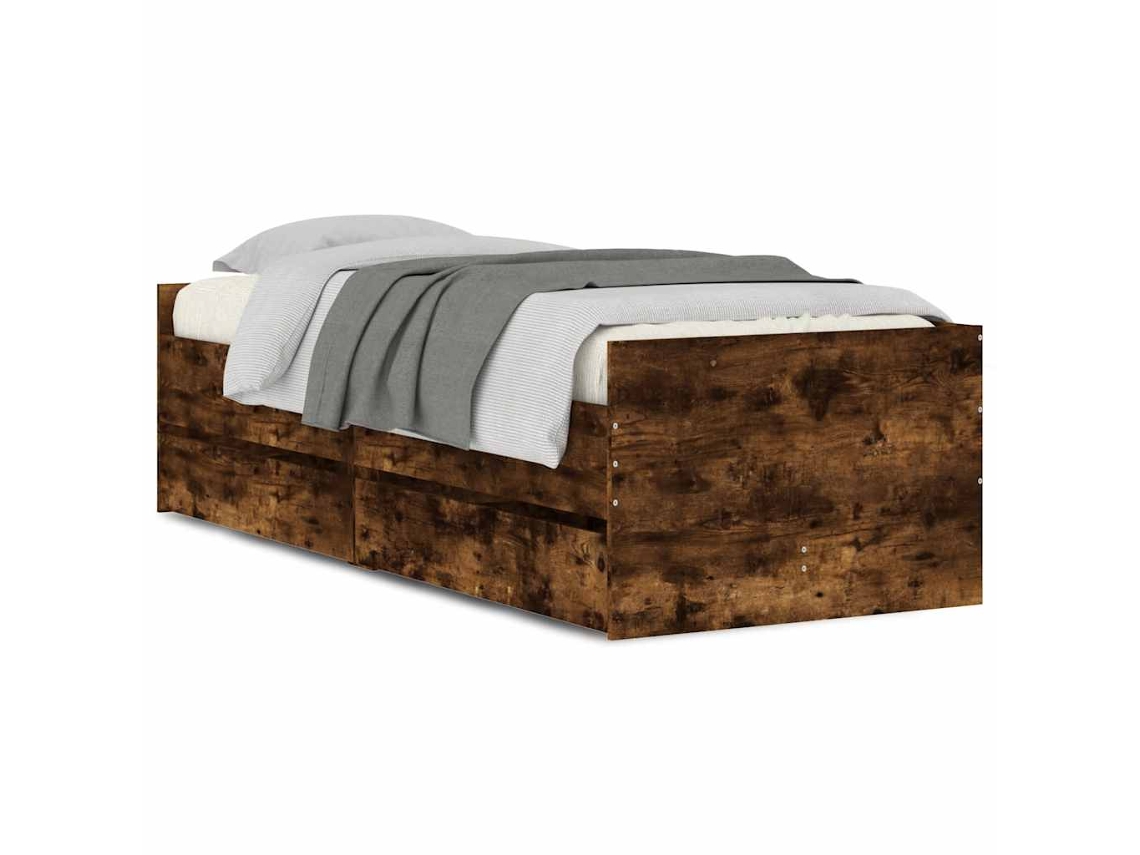 Bed Frame, Bed Frames Vidaxl Marrom Madeira Processada (90 X 200 Cm)