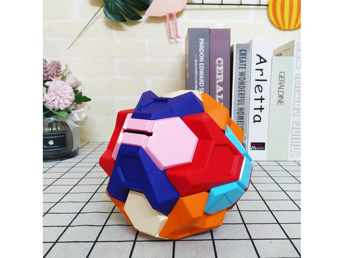 Baú em formato de bola de quebra-cabeça 3D para montar, brinquedo educativo Montessori infantil, baú faça você mesmo com instruções de montagem.