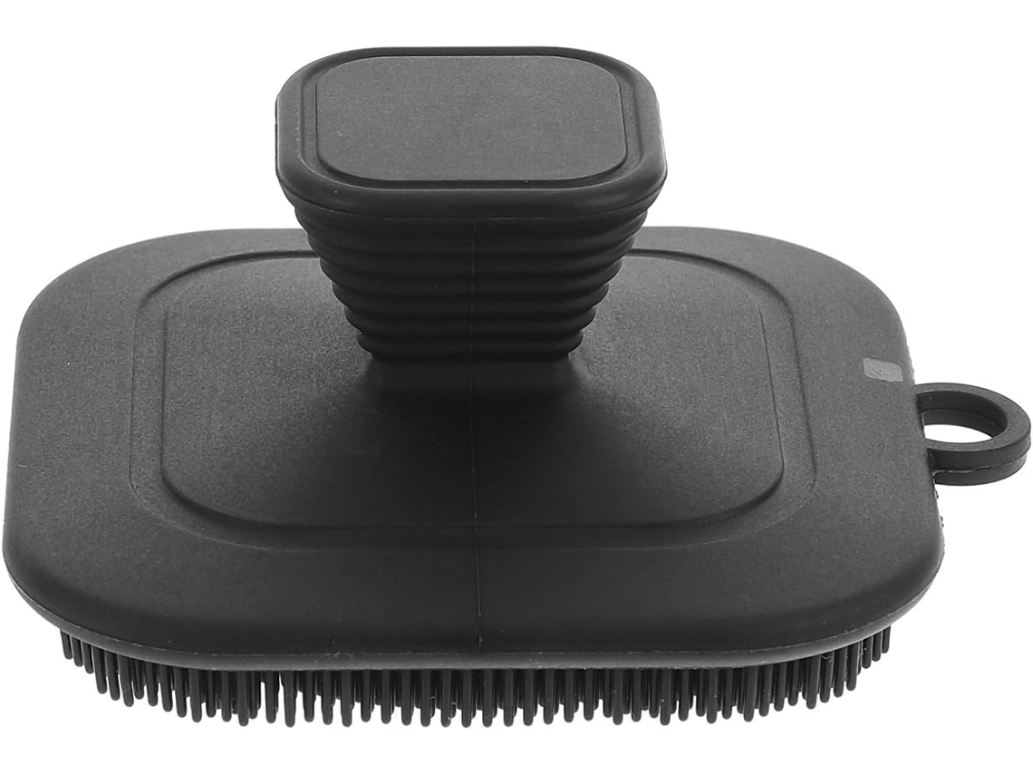 Escova esfoliante de silicone compacta e leve para rosto e corpo.