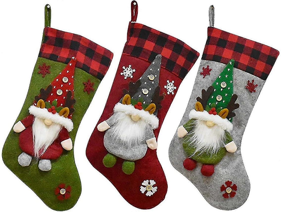 Meias De Natal Heilwiy Gnome Conjunto De 3 Meias De Natal Heilwiy Decorações De Natal Olysi Shop