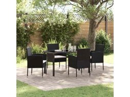 Vidaxl Conjunto De Jantar Para Jardim 5 Unid. Preto Vime Pe