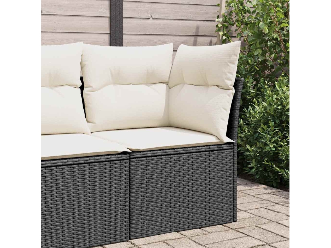 Sofá De Canto P/ Jardim C/ Almofadões Vime Pe Preto Dkd Home Decor