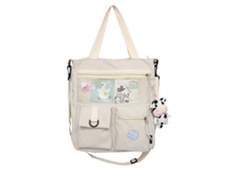 Mochila Fofa Com Lindo Broche E Acessório Para Meninas, Bolsa De Ombro, Branca
