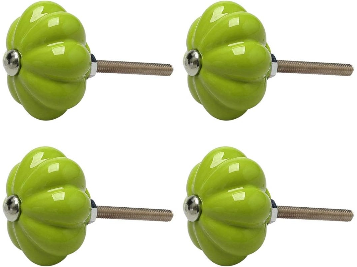 Conjunto De 4 Puxadores Cerâmica Em Formato Abóbora Para Gavetas E Móveis, Ideais Para Portas, Armários, Guarda Roupas E