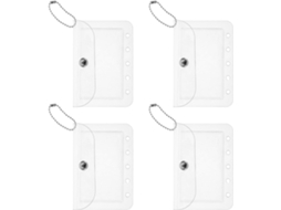 Pasta transparente removível com 4 compartimentos, compatível com pastas de 5 argolas, organizador de fotos portátil.