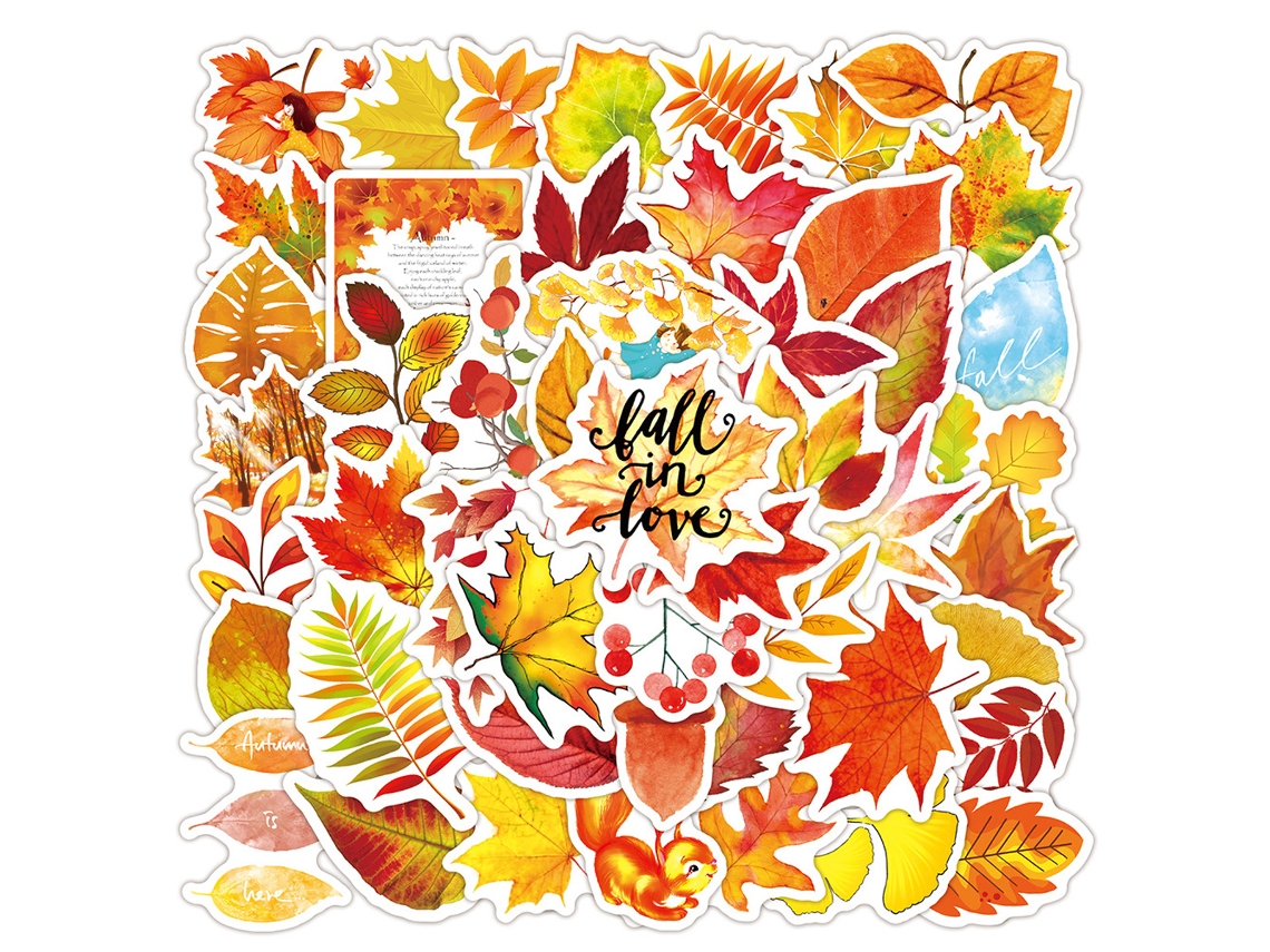 50 Adesivos de Ação de Graças, Abóbora e Folhas para Decoração de Festa KOFIHETY