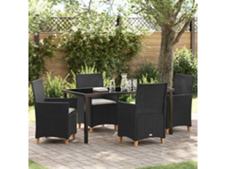 Vidaxl Conjunto de Jantar para Jardim 5 Pcs Preto Vime Pe