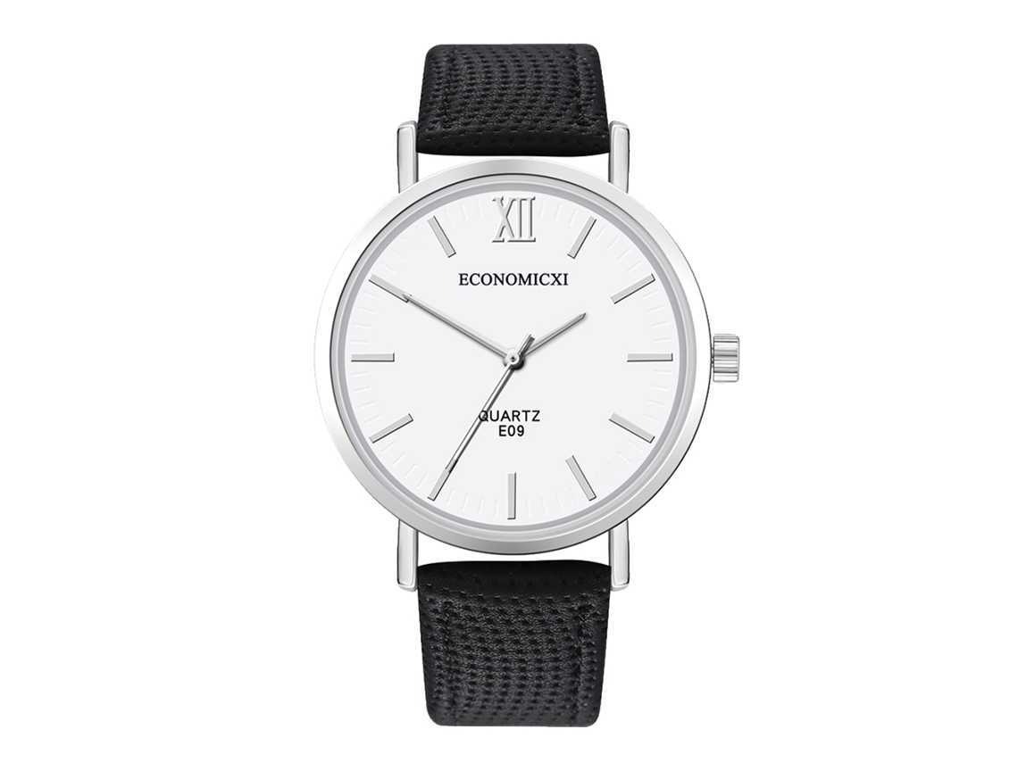 Reloj De Pulsera Analógico De Cuarzo Con Correa De Pu Casual Para Mujer Y Hombre (blanco Negro)