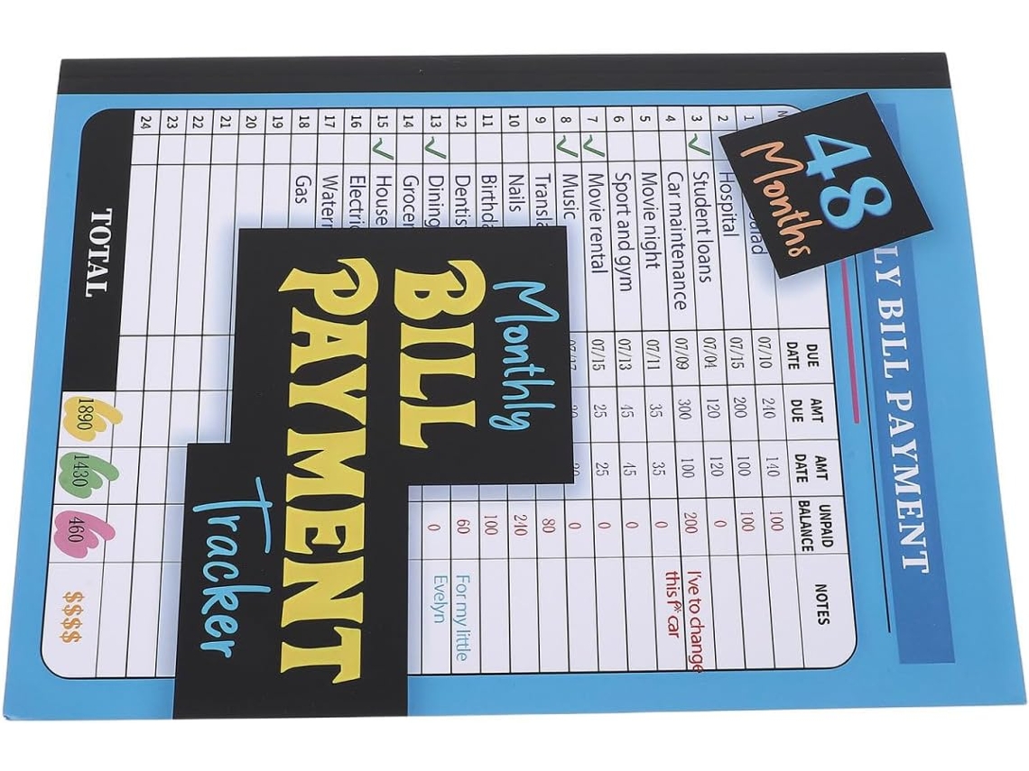 Carnet De Planificação De Faturas Mensais Bleu Em Papel Suivi Completo De Despesas E Solução De Orçamento