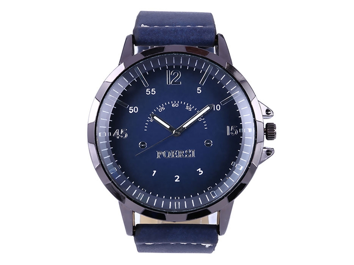 Relógio de pulso analógico masculino Zhoulianfa com pulseira de PU, quartzo, azul