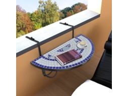 Vidaxl Mesa De Varanda Suspensa Mosaico Azul E Branco