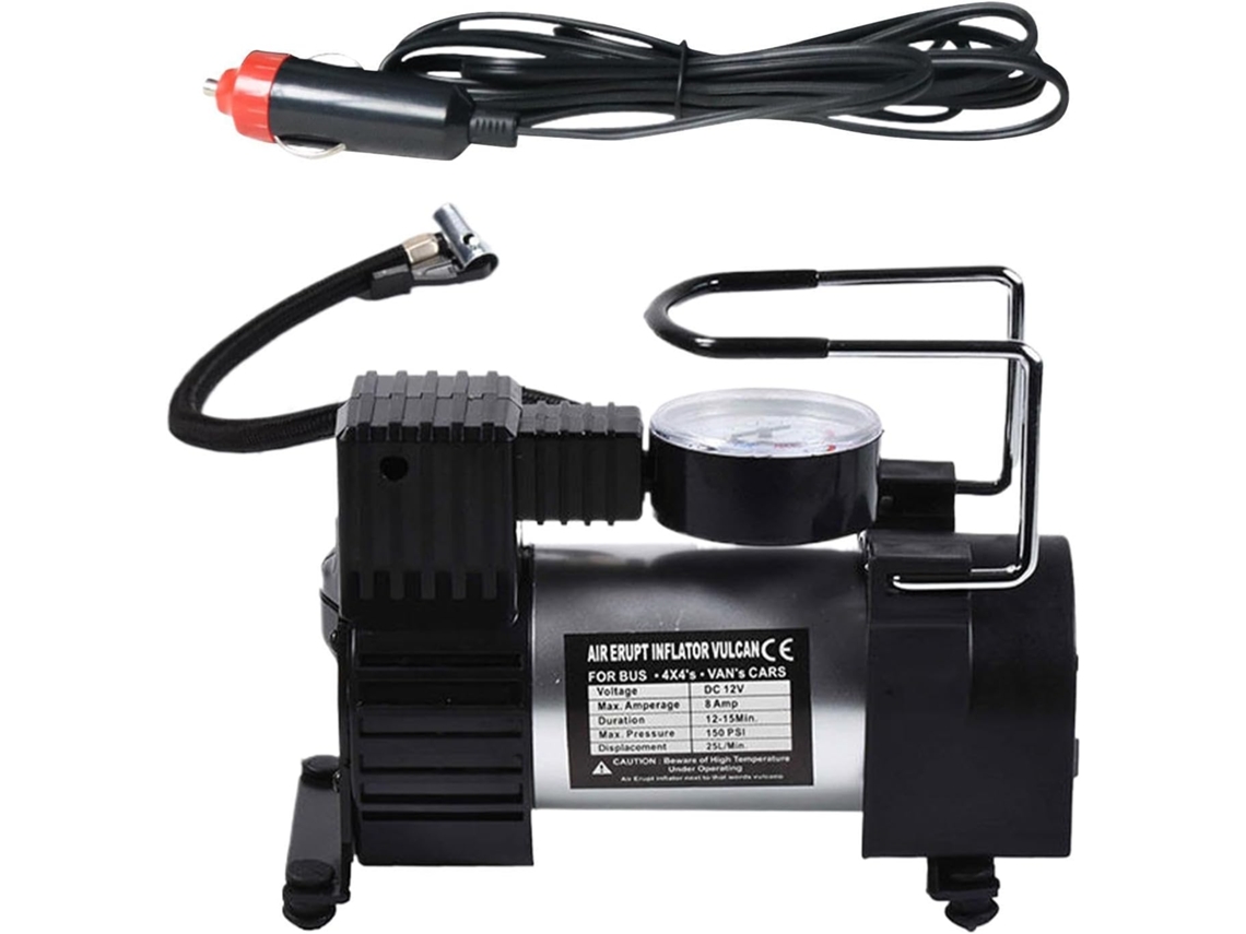 Bomba De Ar Para Pneus De 12v Com Manômetro Integrado