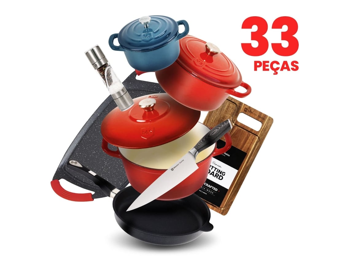 Trem de Cozinha MASTER SWISS Mega Kit com 33 Peças