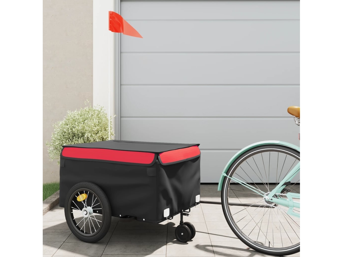 Vidaxl Reboque Para Bicicleta 45 Kg Ferro Preto E Vermelho