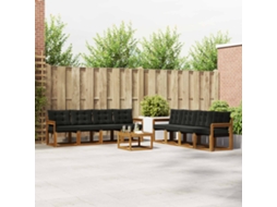 Vidaxl Conjunto De Sofás Para Exterior 9 Pcs Natural E Preto