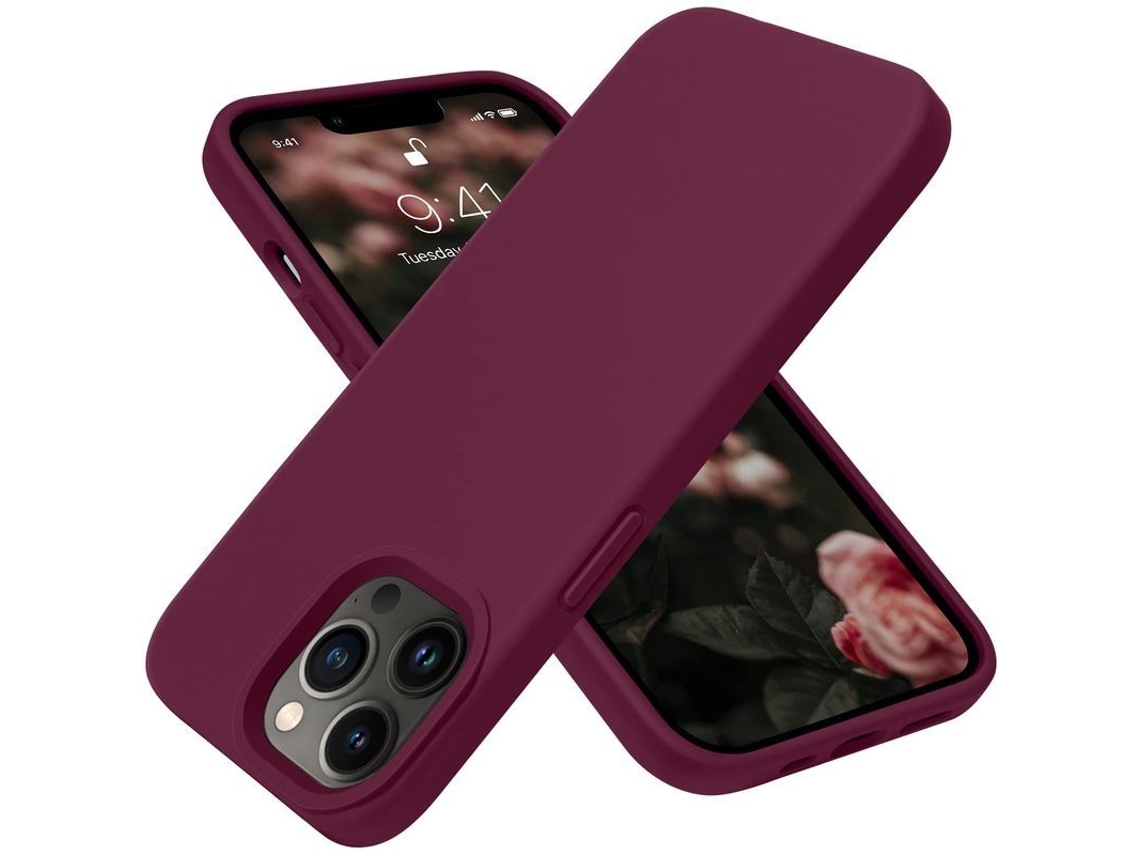 2026 capa Linjou para Iphone 13 Pro Max, Silicone Antichoque Fina e Delgada (vinho)
