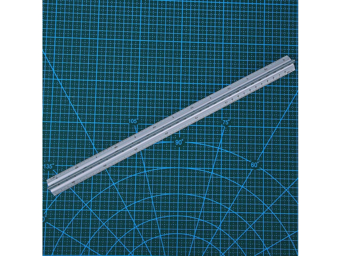 Régua Triangular Multifuncional Chiciris, 30 Cm, Em Liga De Alumínio,