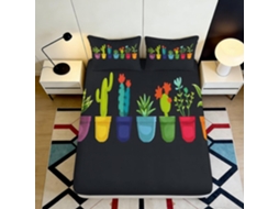 Conjunto de Cama com Estampa 3d Cactos Colo Microfibra Fronha 120x200cm