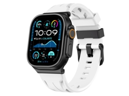 Bracelete para Apple Watch 46/49/45/44mm Silicone Preta com Fivela de Pino Starlight XIAOMOYU