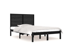 Estrutura de Cama 140x190 Cm Madeira Maciça Preto MAISON EXCLUSIVE