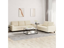 Vidaxl 2 Pcs Conjunto De Sofás Tecido Cor Creme